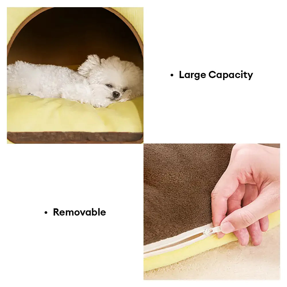 Plaid Retro Cosy Cave-Style Warm Deep Sleeping Dog & Cat Bed - Retro House
