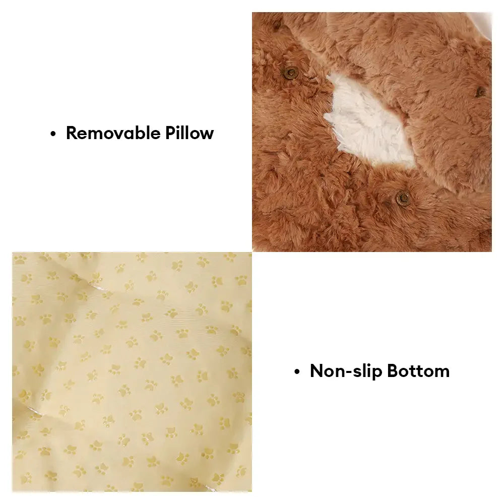 Plush Colour-Blocked Creative Bolster Pet Bed