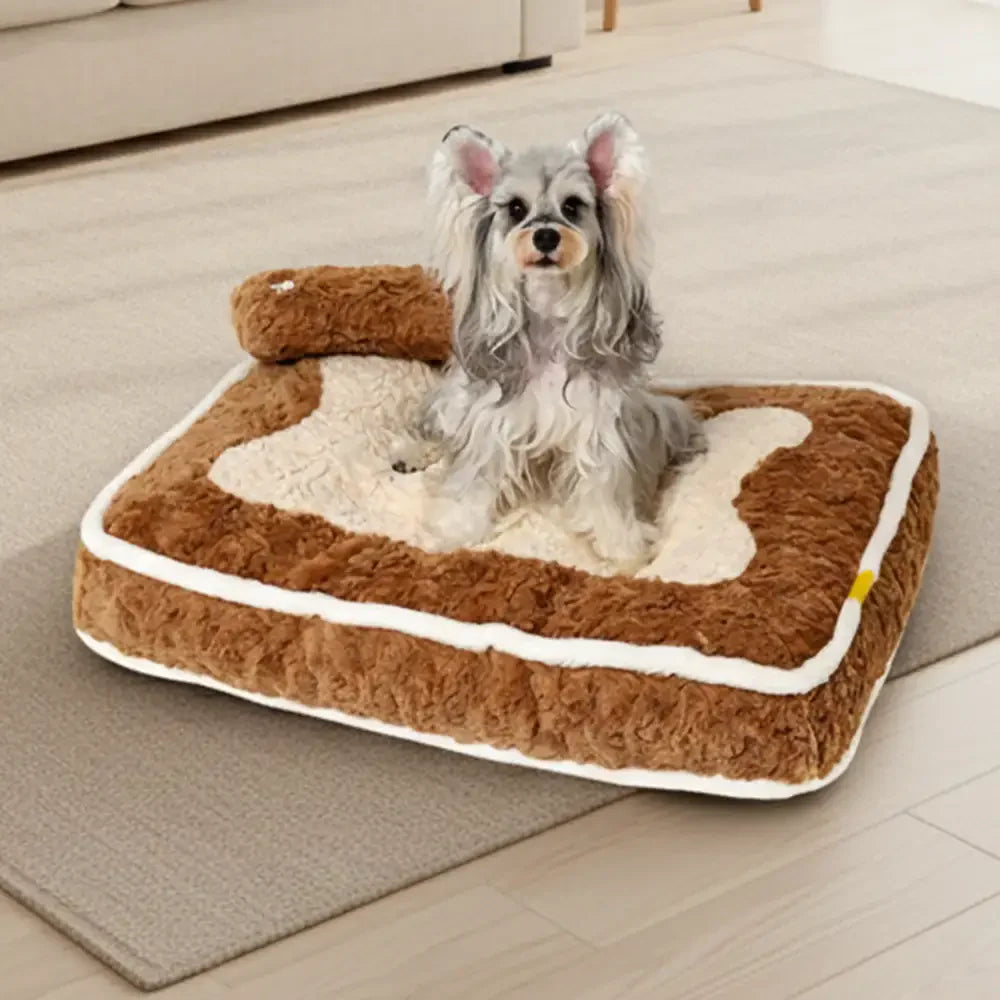 Plush Colour-Blocked Creative Bolster Pet Bed