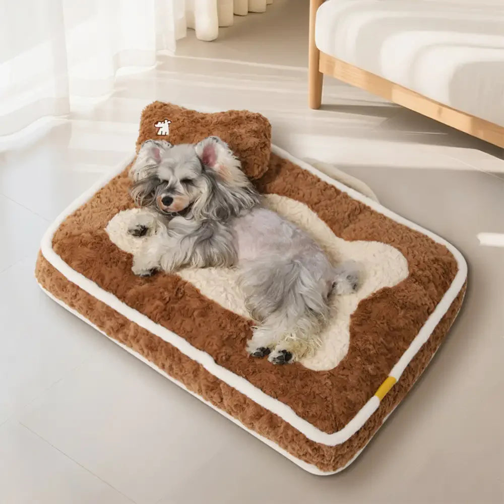 Plush Colour-Blocked Creative Bolster Pet Bed