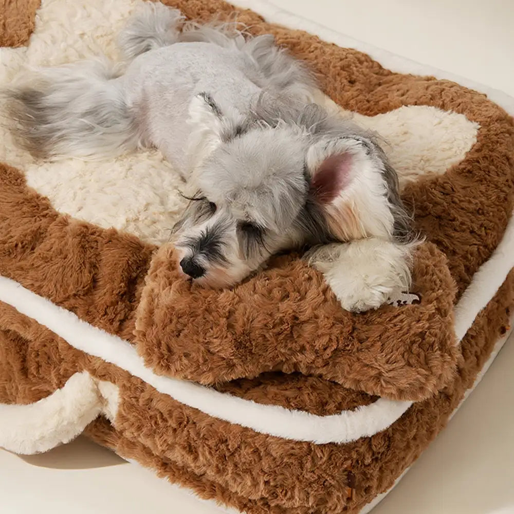 Plush Colour-Blocked Creative Bolster Pet Bed