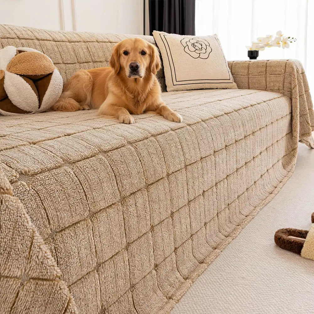 Plush Quilted Classic Chequered Comfortable Thickened Sofa Cover