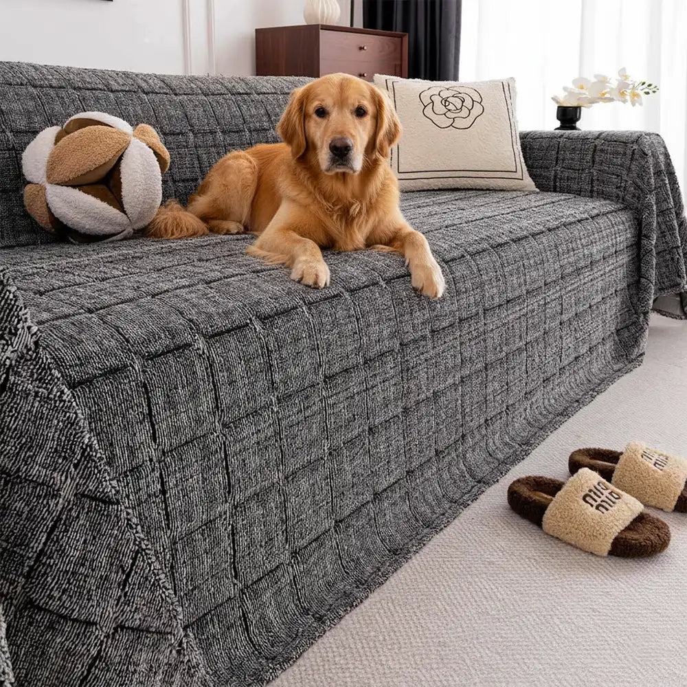 Plush Quilted Classic Chequered Comfortable Thickened Sofa Cover