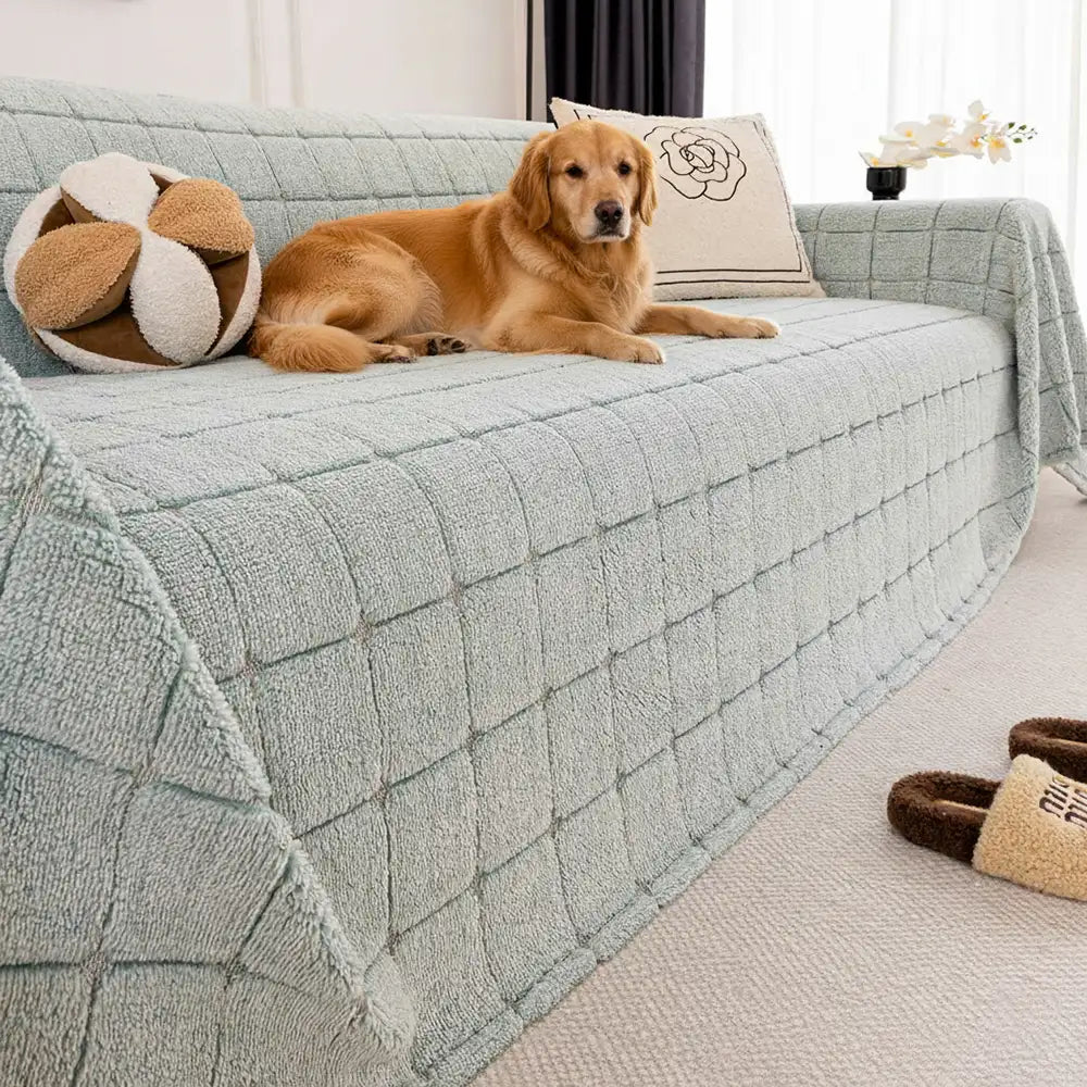 Plush Quilted Classic Chequered Comfortable Thickened Sofa Cover