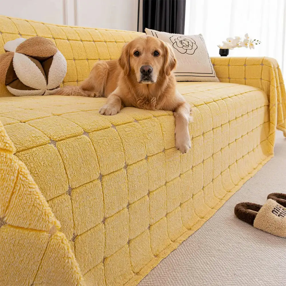 Plush Quilted Classic Chequered Comfortable Thickened Sofa Cover