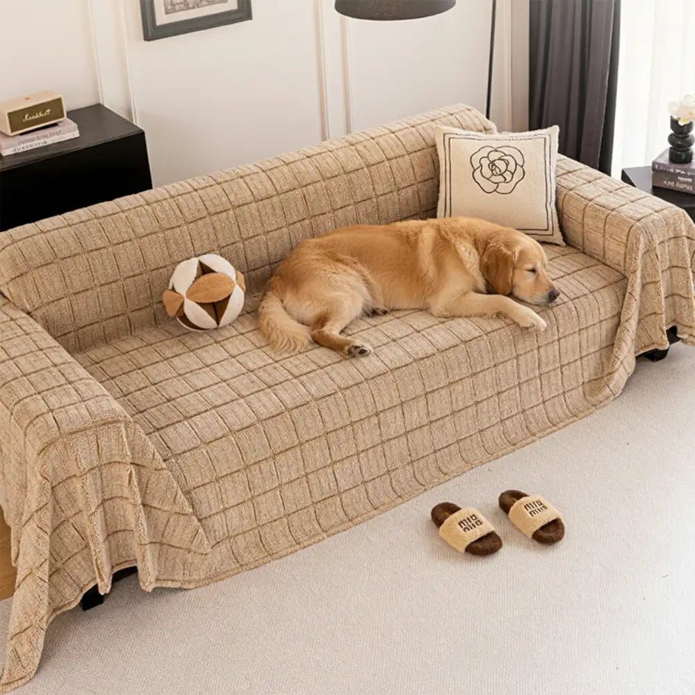 Plush Quilted Classic Chequered Comfortable Thickened Sofa Cover