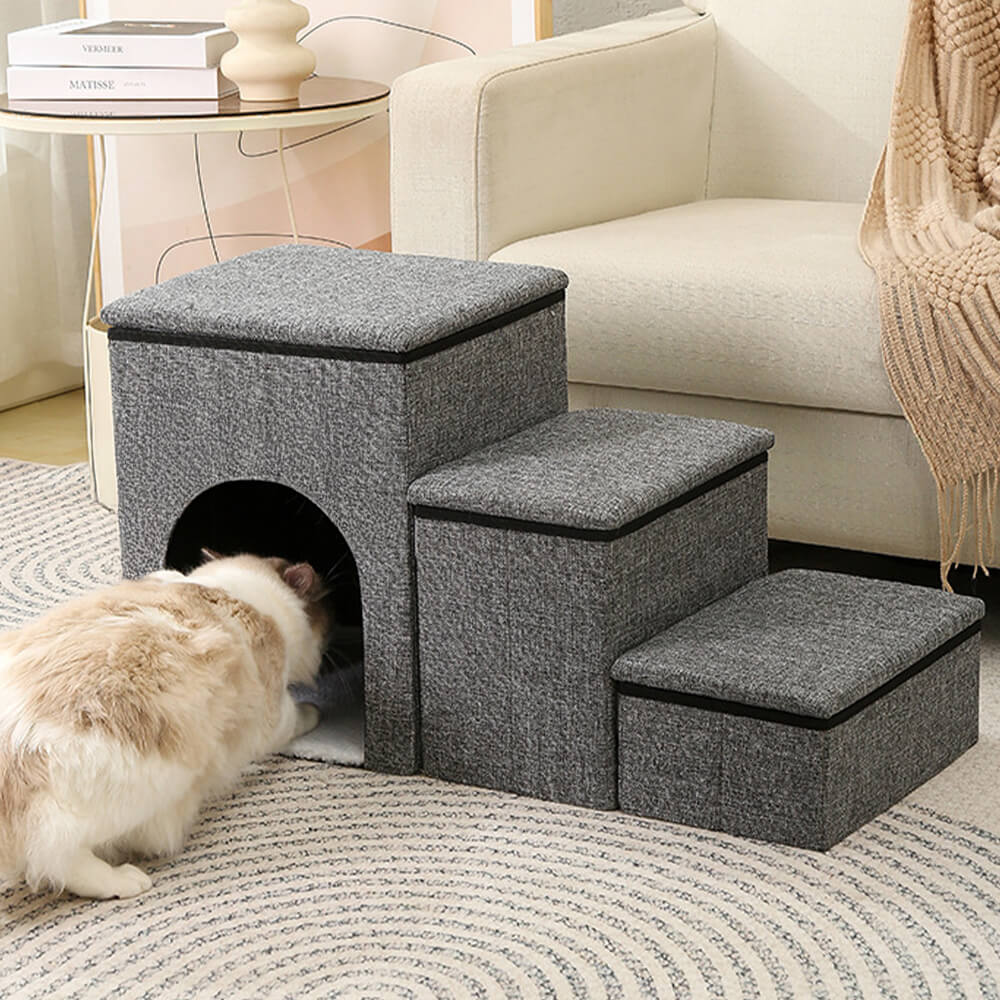 Portable Multi-Functional Foldable Dog Steps with Storage and Condo