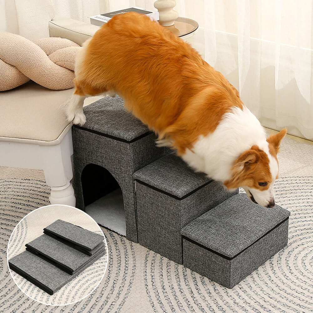 Portable Multi-Functional Foldable Dog Steps with Storage and Condo