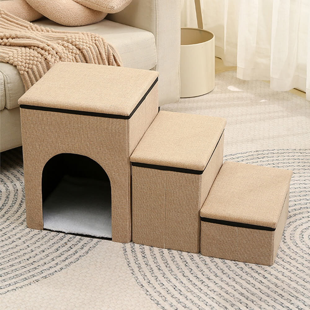 Portable Multi-Functional Foldable Dog Steps with Storage and Condo