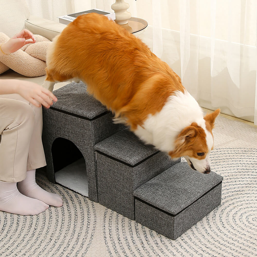 Portable Multi-Functional Foldable Dog Steps with Storage and Condo