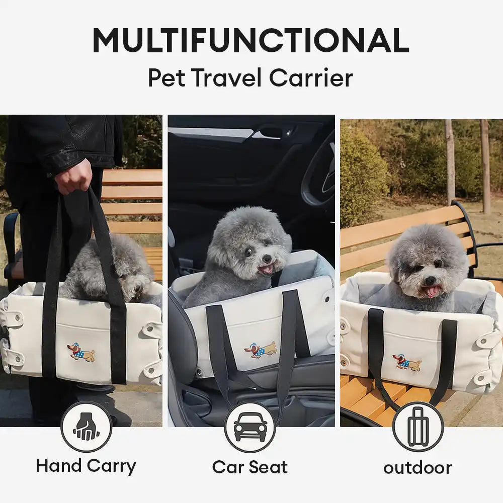 Portable Travel Faux Leather Waterproof Centre Console Pet Car Seat