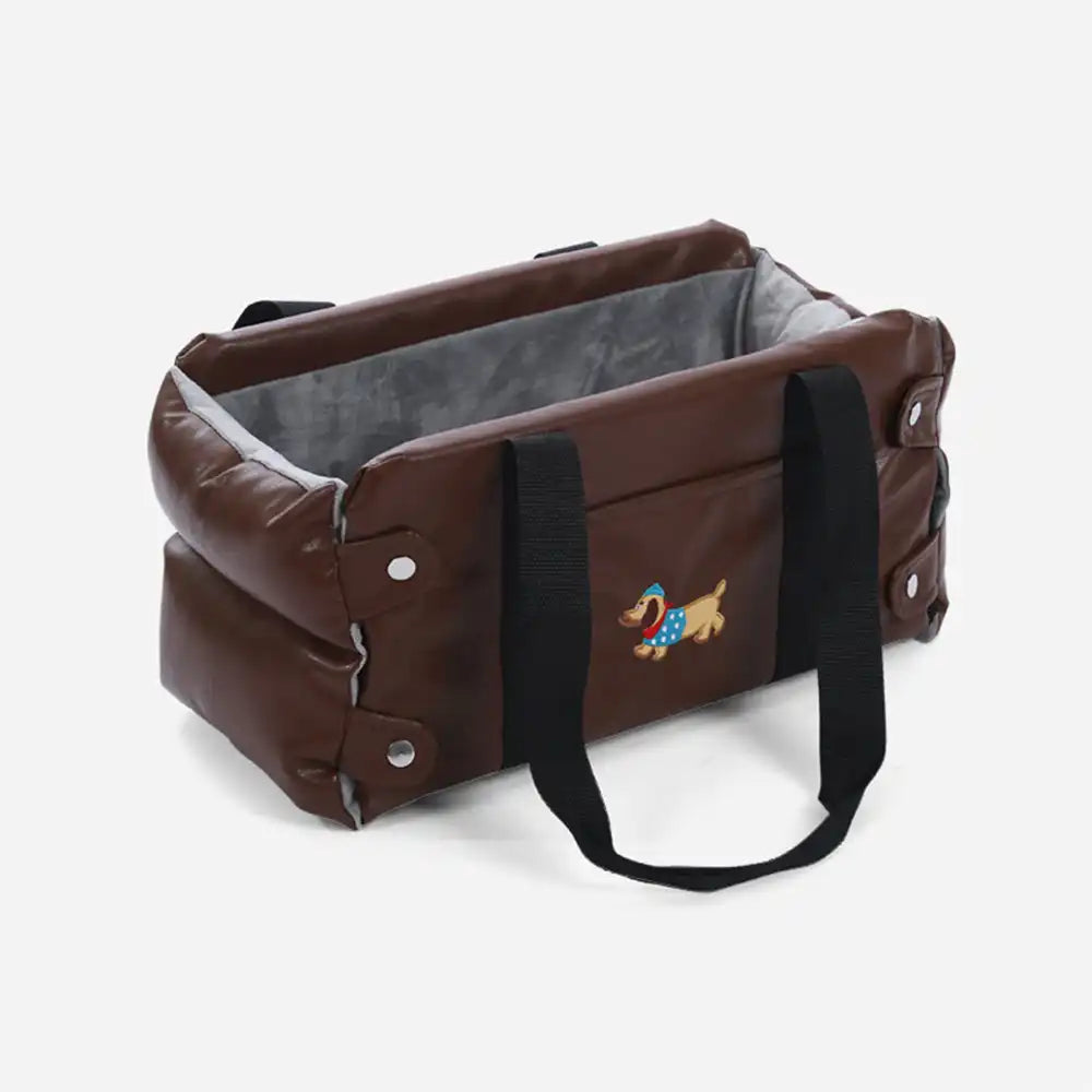 Portable Travel Faux Leather Waterproof Centre Console Pet Car Seat