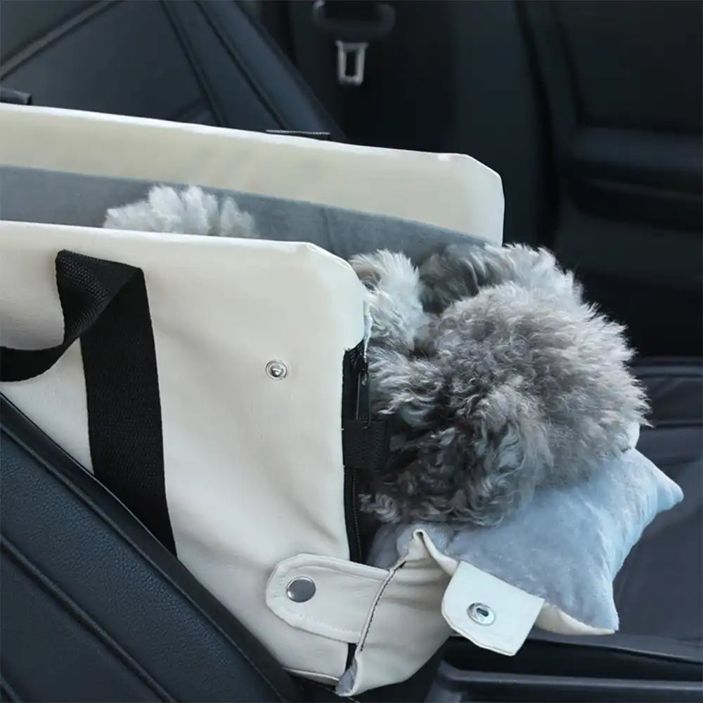 Portable Travel Faux Leather Waterproof Centre Console Pet Car Seat