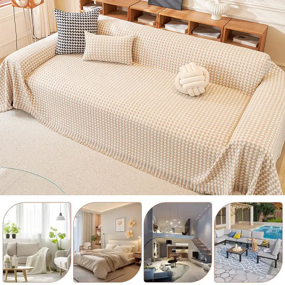 Puzzle Textured Chenille Scratch-Resistant Sofa Throw Blanket Sofa Cover