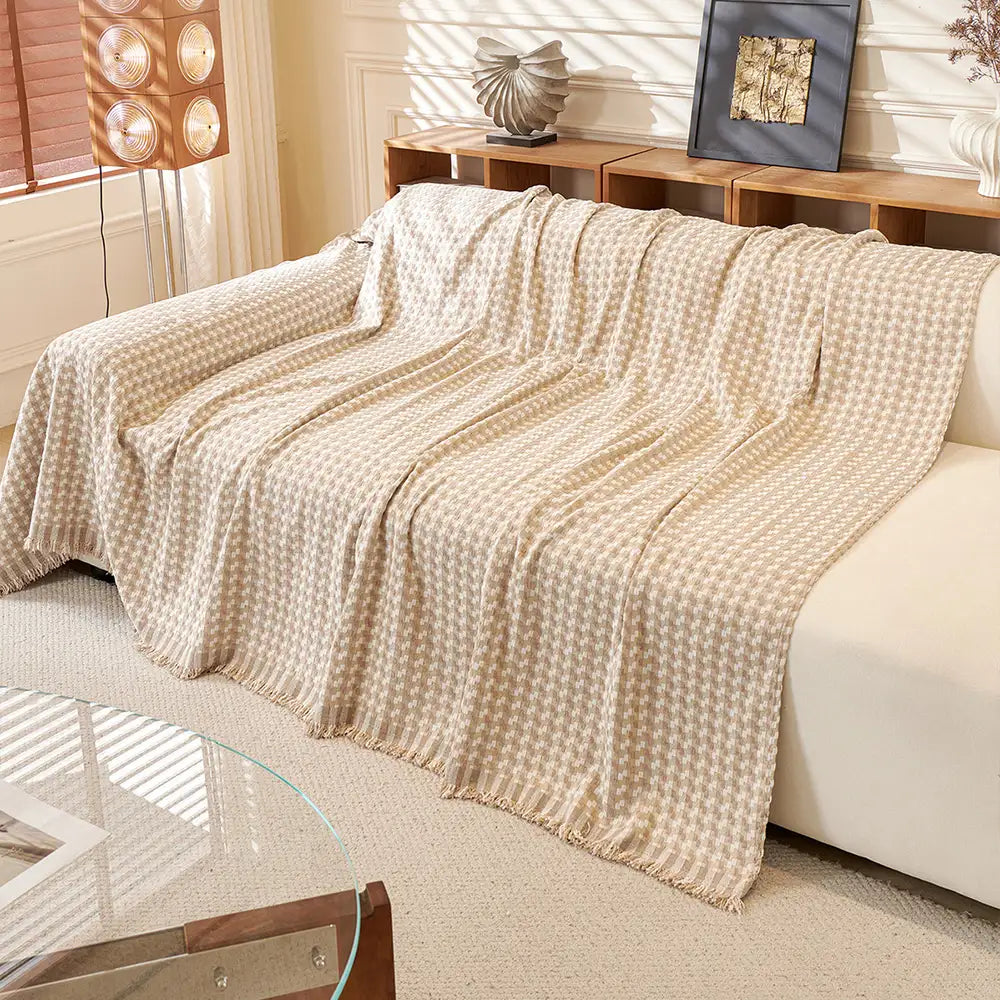 Puzzle Textured Chenille Scratch-Resistant Sofa Throw Blanket Sofa Cover
