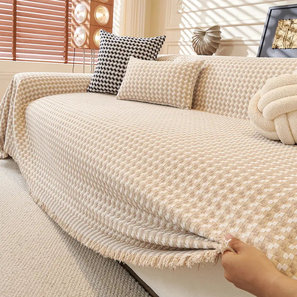 Puzzle Textured Chenille Scratch-Resistant Sofa Throw Blanket Sofa Cover