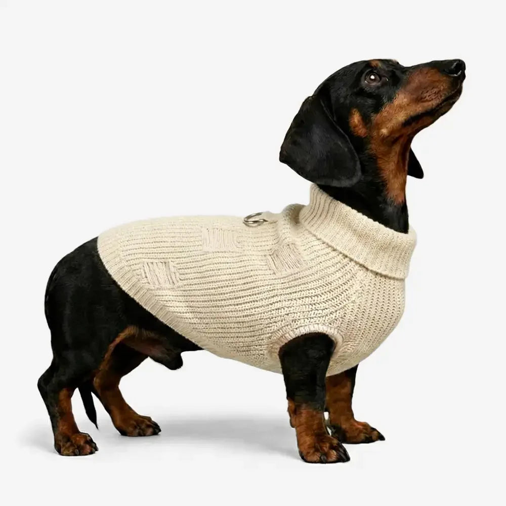 Retro Cable Knit Dachshund And Small To Medium-Sized Dog Jumper
