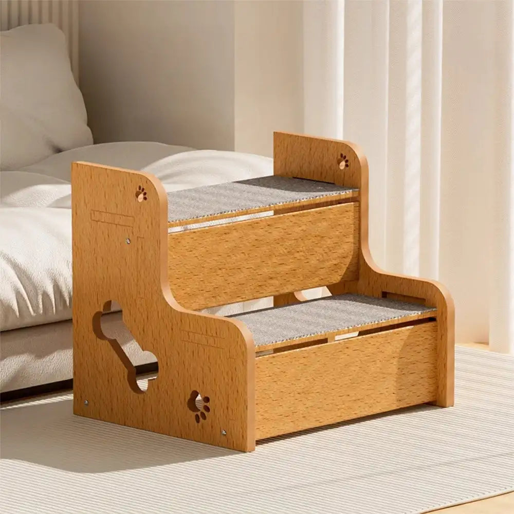 Safe Sturdy Wood Non-Slip Dog Ramp Steps