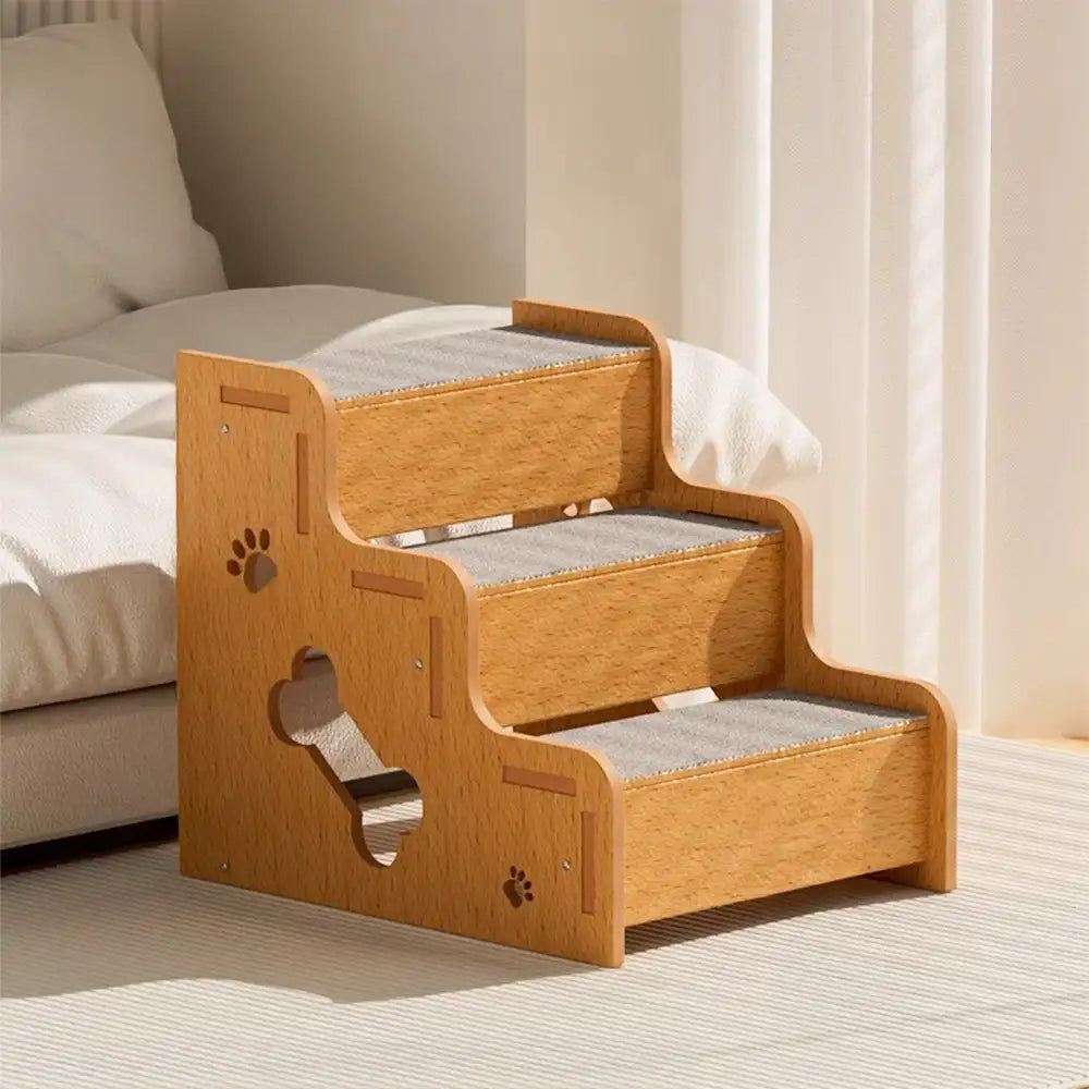 Safe Sturdy Wood Non-Slip Dog Ramp Steps