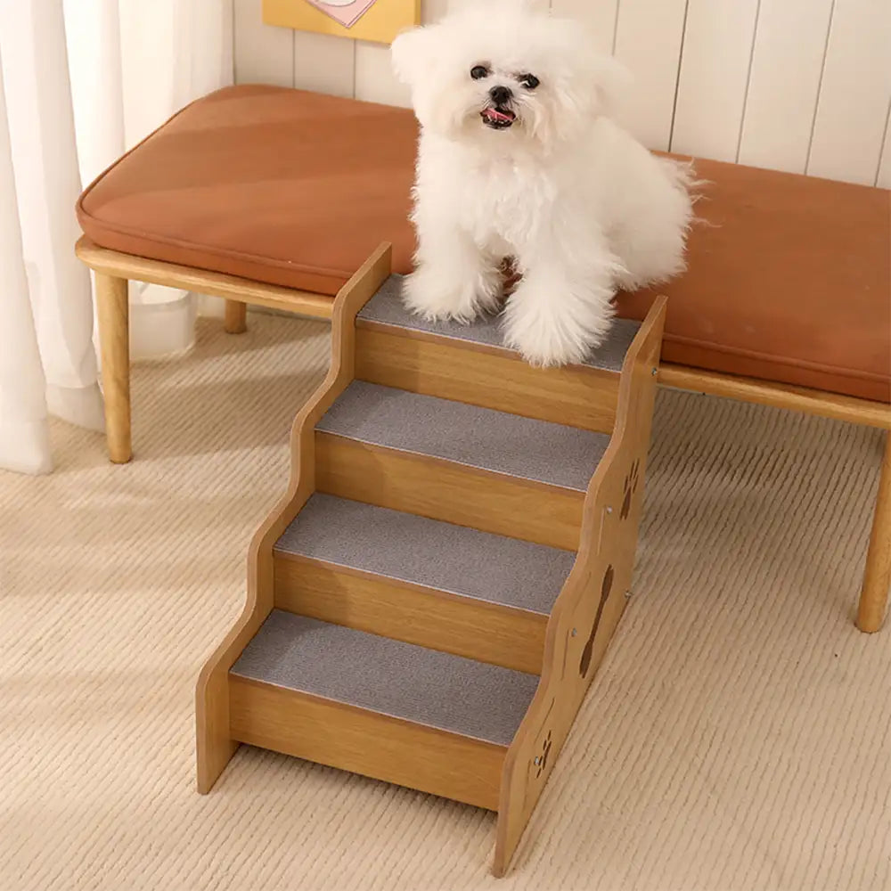 Safe Sturdy Wood Non-Slip Dog Ramp Steps