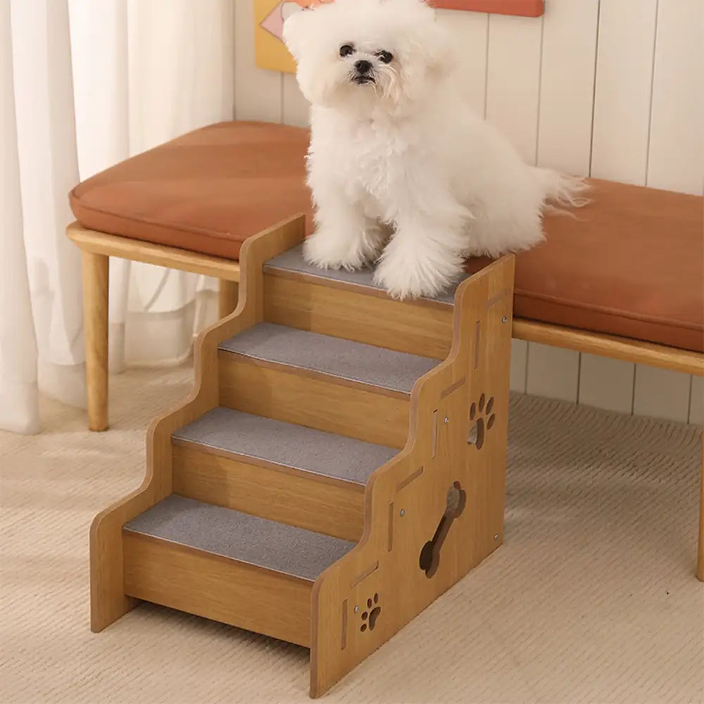 Safe Sturdy Wood Non-Slip Dog Ramp Steps