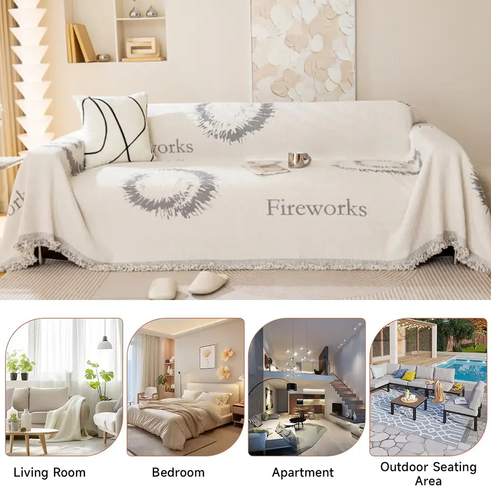 Simple Double-Sided Plush Yarn Scratch-Resistant Comfortable Sofa Cover - Fireworks