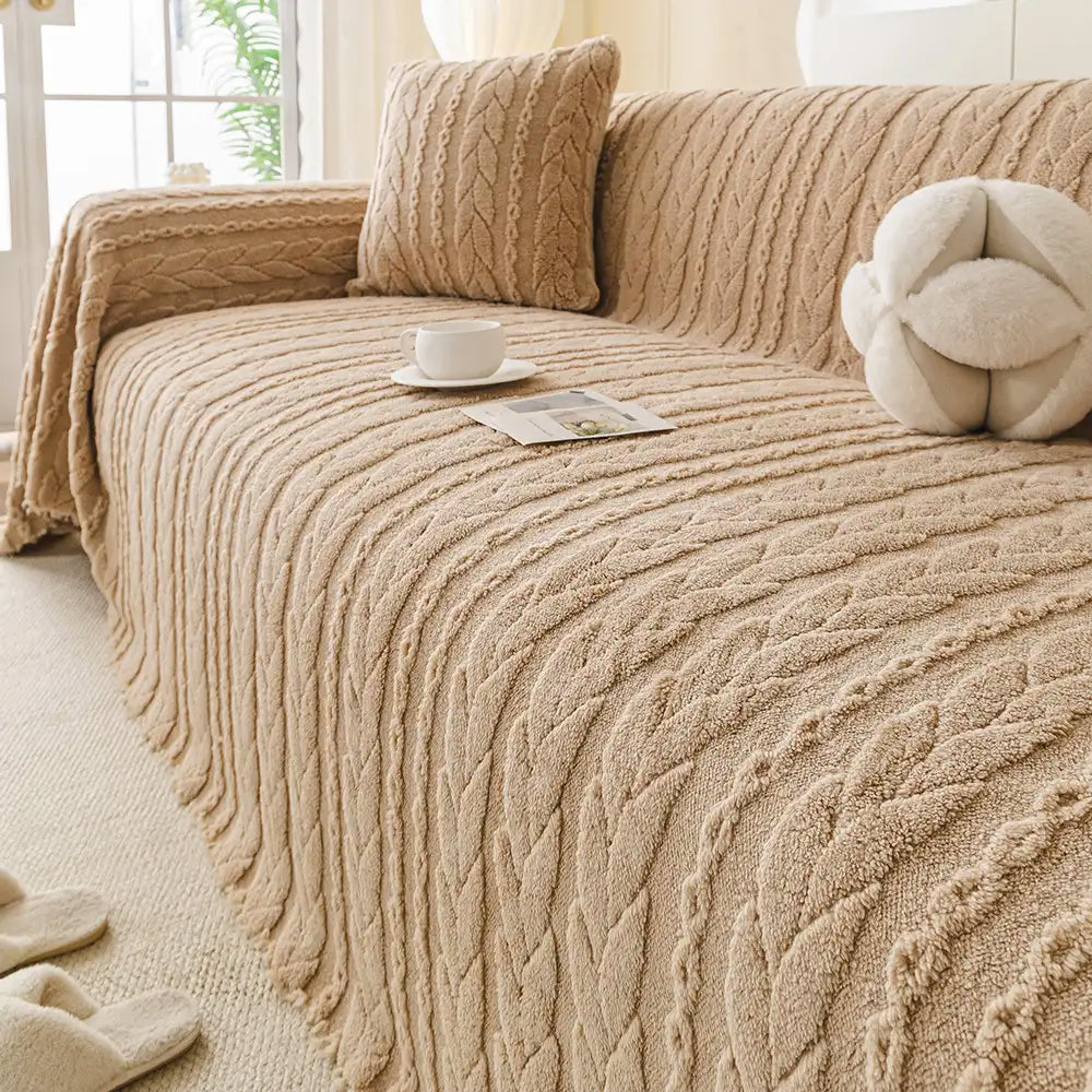 Simple Thickened Soft Fleece Fabric Sofa Protection Sofa Cover
