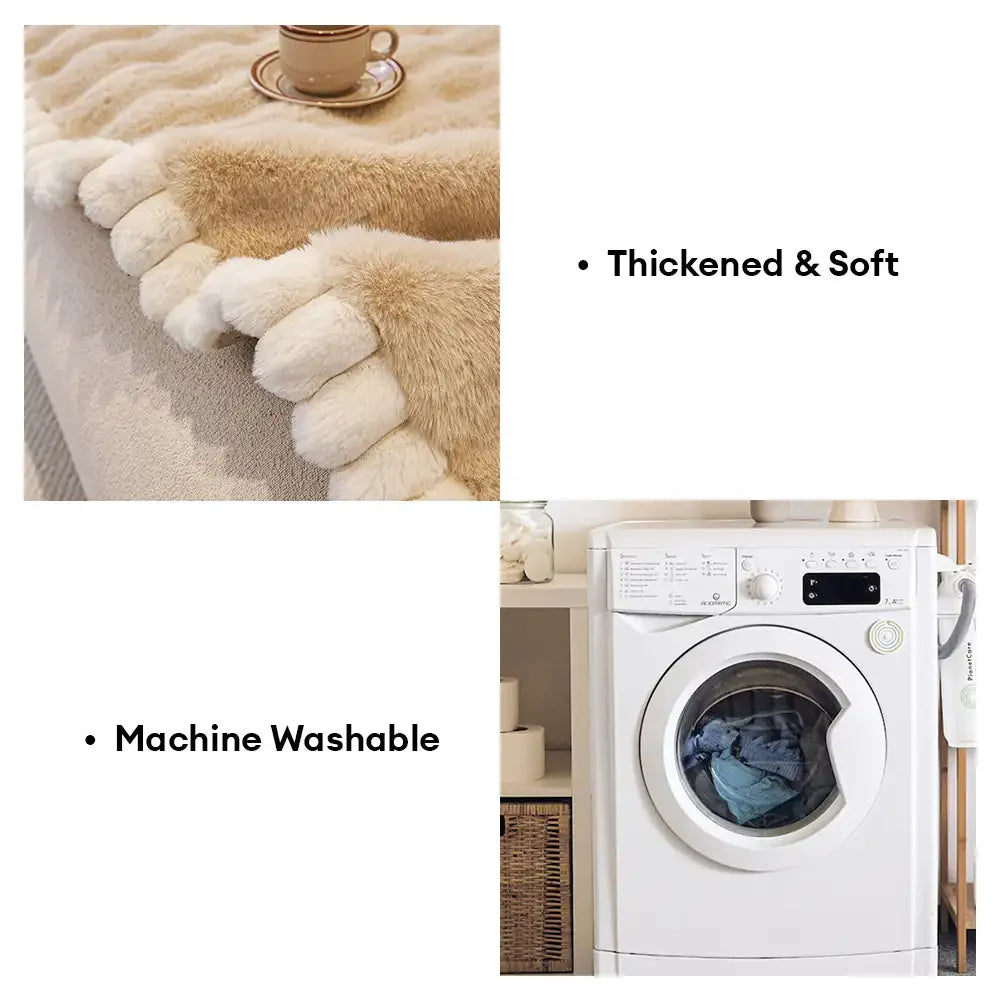 Soft Faux Rabbit Plush Thick Skin-Friendly Non-Slip Sofa Cover