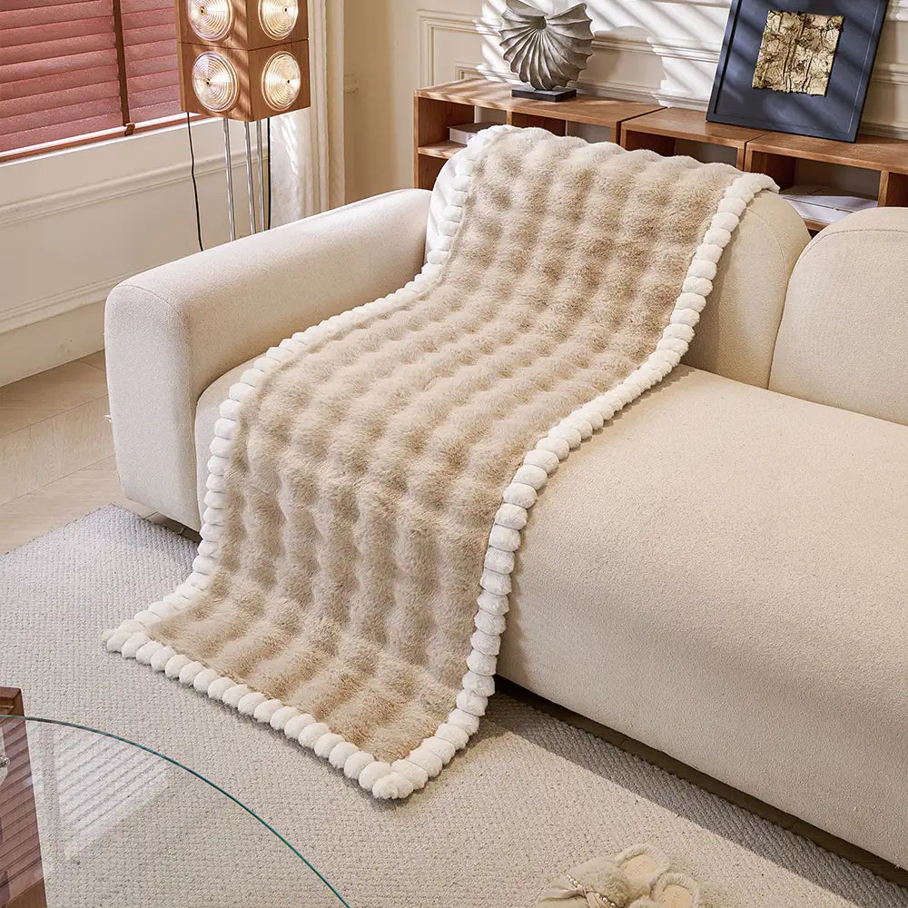 Soft Faux Rabbit Plush Thick Skin-Friendly Non-Slip Sofa Cover