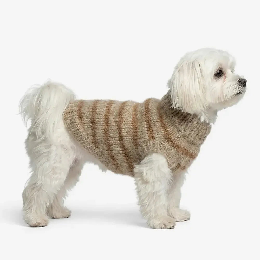 Soft Faux Wool Knitted Striped Dog Jumper for Small Dogs