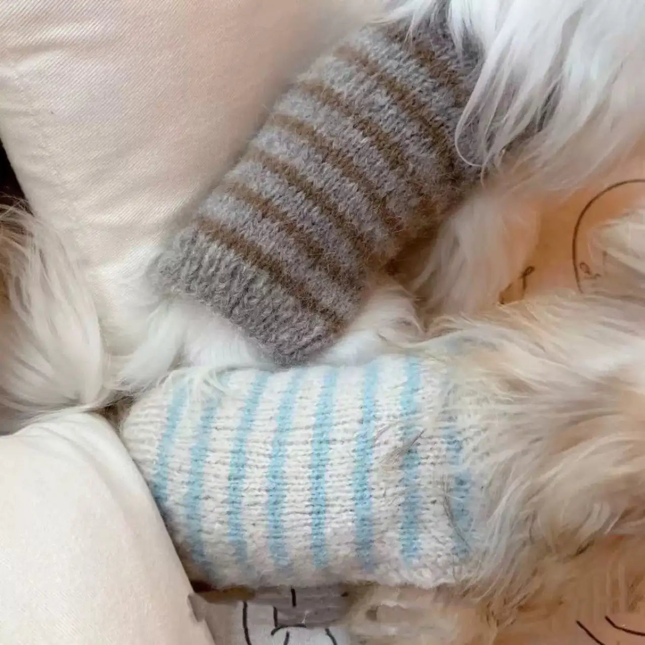 Soft Faux Wool Knitted Striped Dog Jumper for Small Dogs