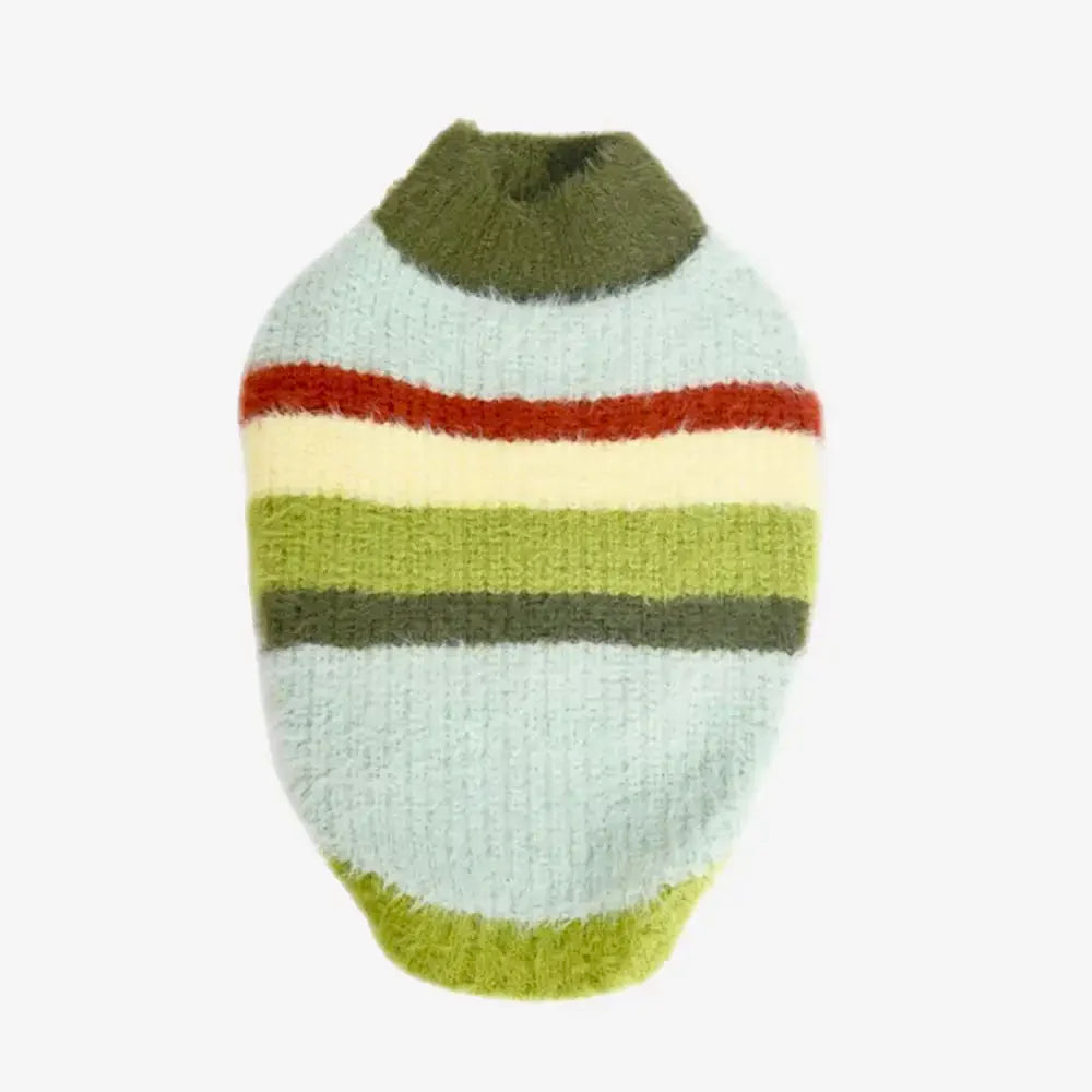 Stylish Striped Stand-Up Collar Knitted Plush Dog Jumper
