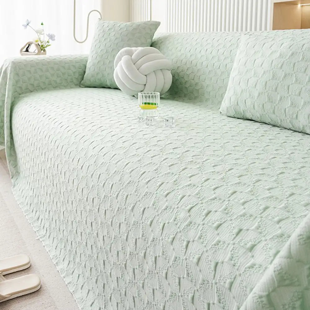 Textured Cooling Ice Silk Skin-Friendly Breathable Sofa Throw Blanket Washable Sofa Cover
