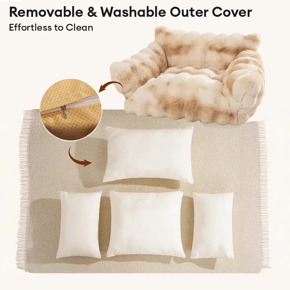 Tie-Dye Colour Fluffy Plush Lazy Comfortable Dog & Cat Sofa Bed