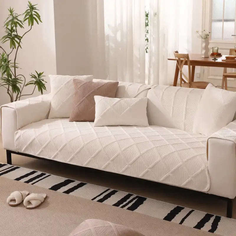 Velvety Soft Short Plush Modern Interiors Sofa Cover