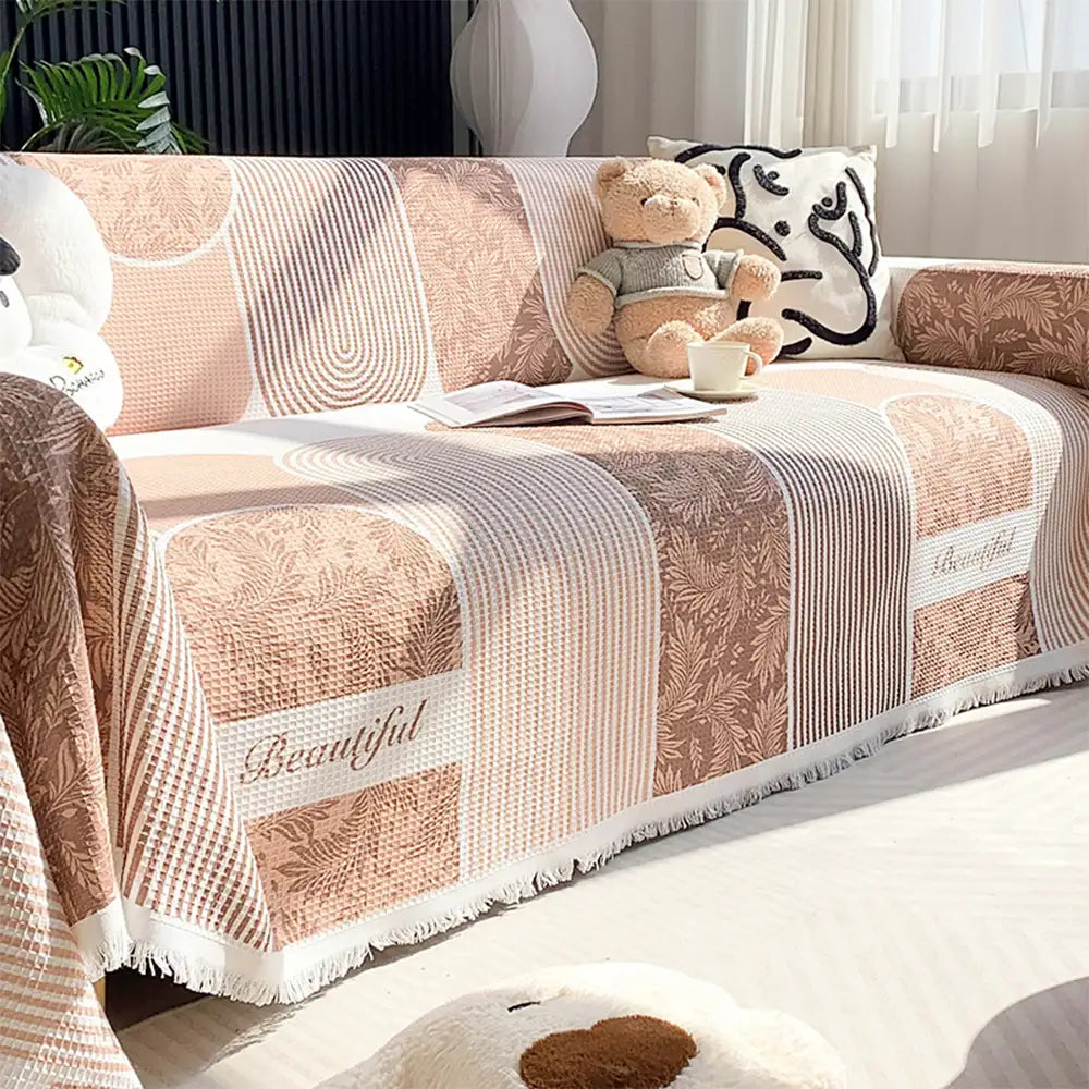 Waffle Texture Fabric Breathable Skin-Friendly Furniture Decorative Sofa Cover