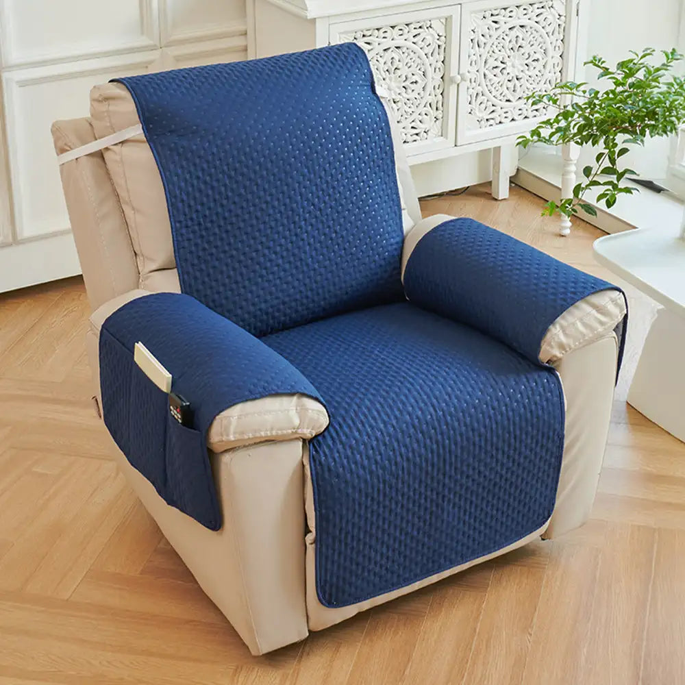Water-Repellent Solid Color One Piece Armchair Couch Cover with Elastic Straps