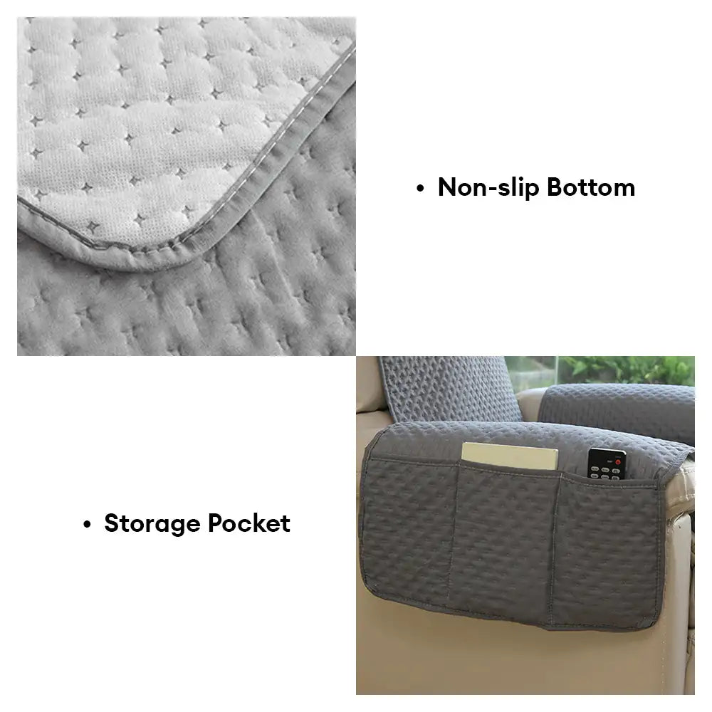 Water-Repellent Solid Color One Piece Armchair Couch Cover with Elastic Straps