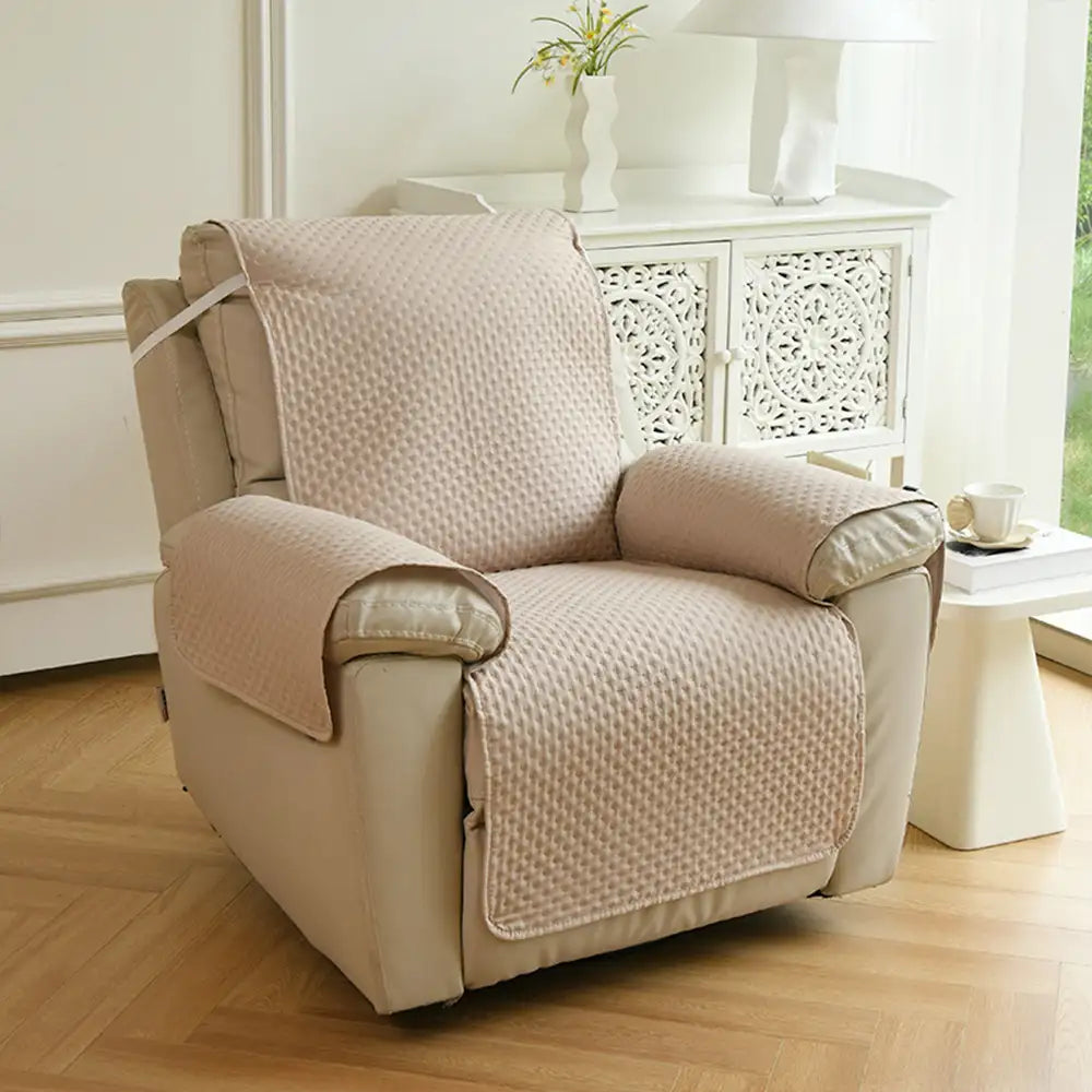 Water-Repellent Solid Color One Piece Armchair Couch Cover with Elastic Straps