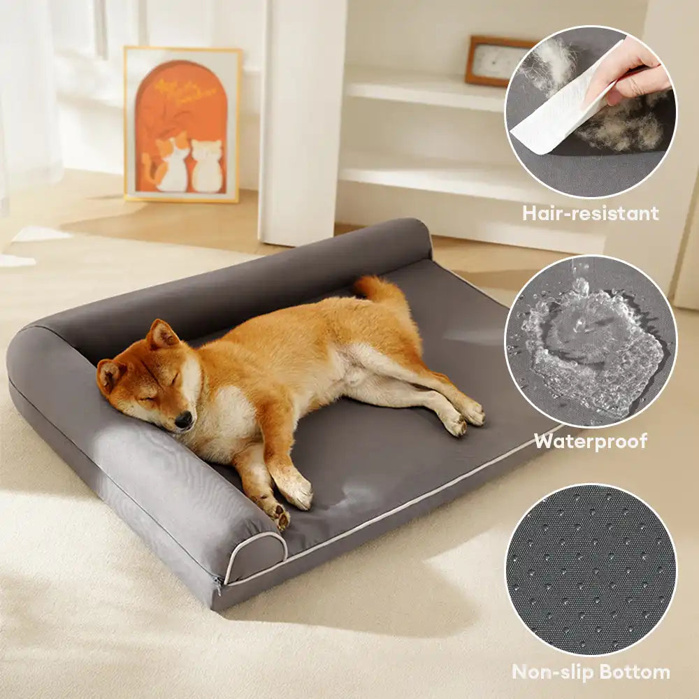 Waterproof Egg Foam Orthopaedic Bed with L Bolster Sides Large Dog Bed