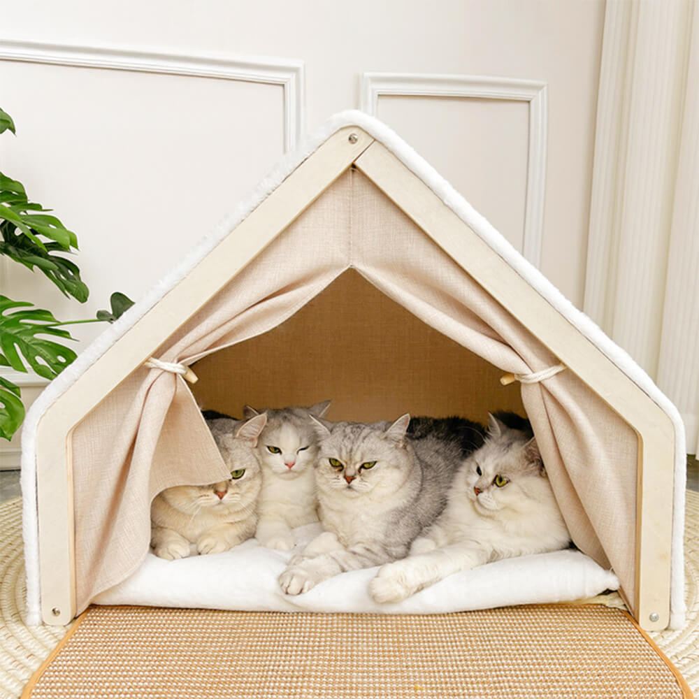 All-in-One Cat Tent with Scratching Roof and Cosy Sleeping Area