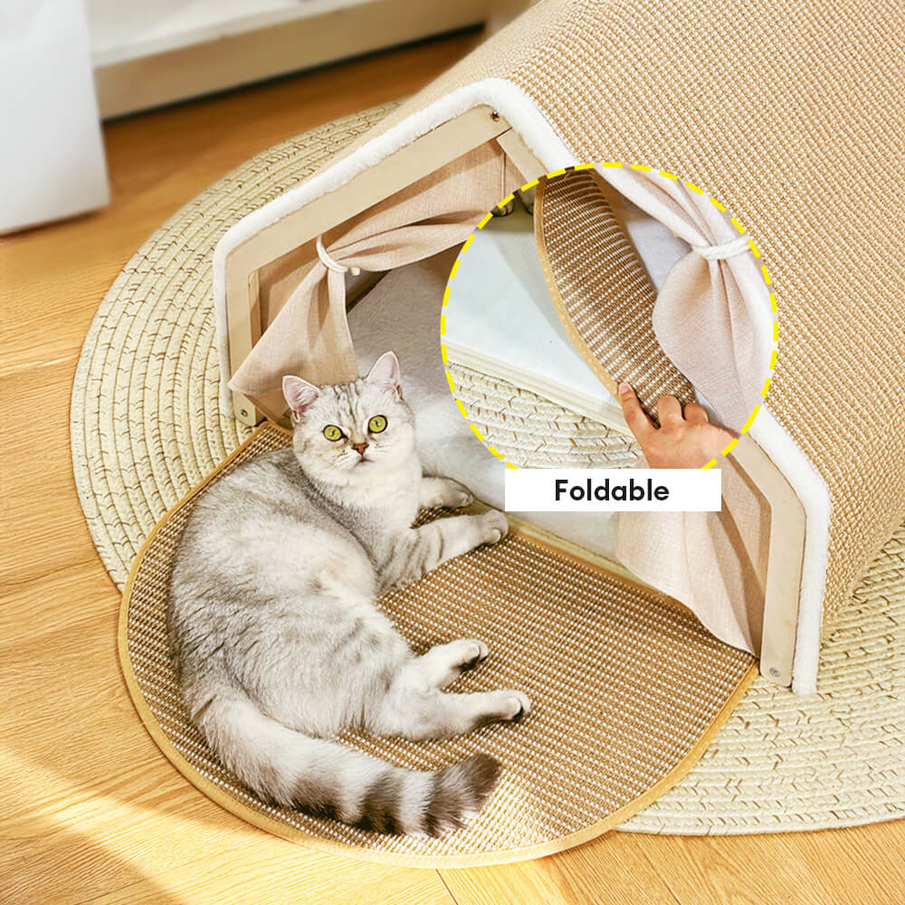 All-in-One Cat Tent with Scratching Roof and Cosy Sleeping Area