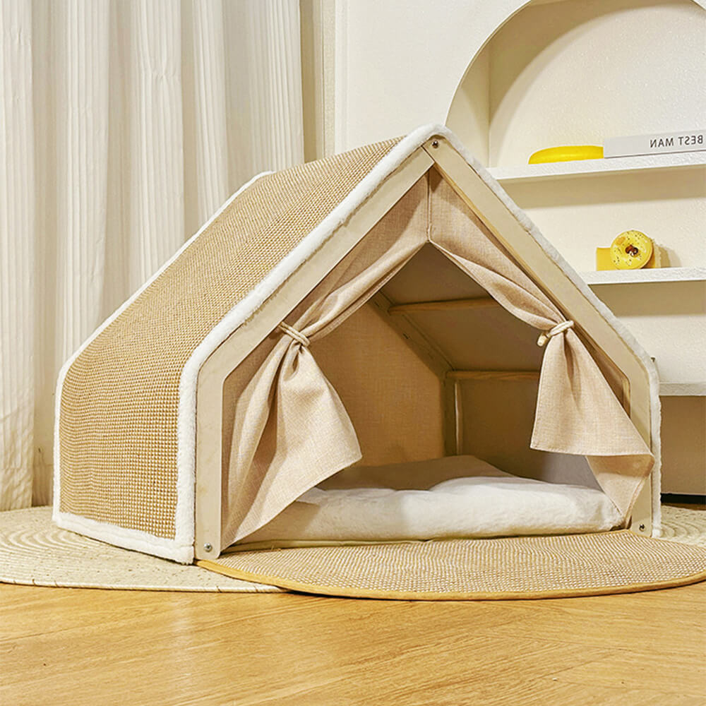 All-in-One Cat Tent with Scratching Roof and Cosy Sleeping Area