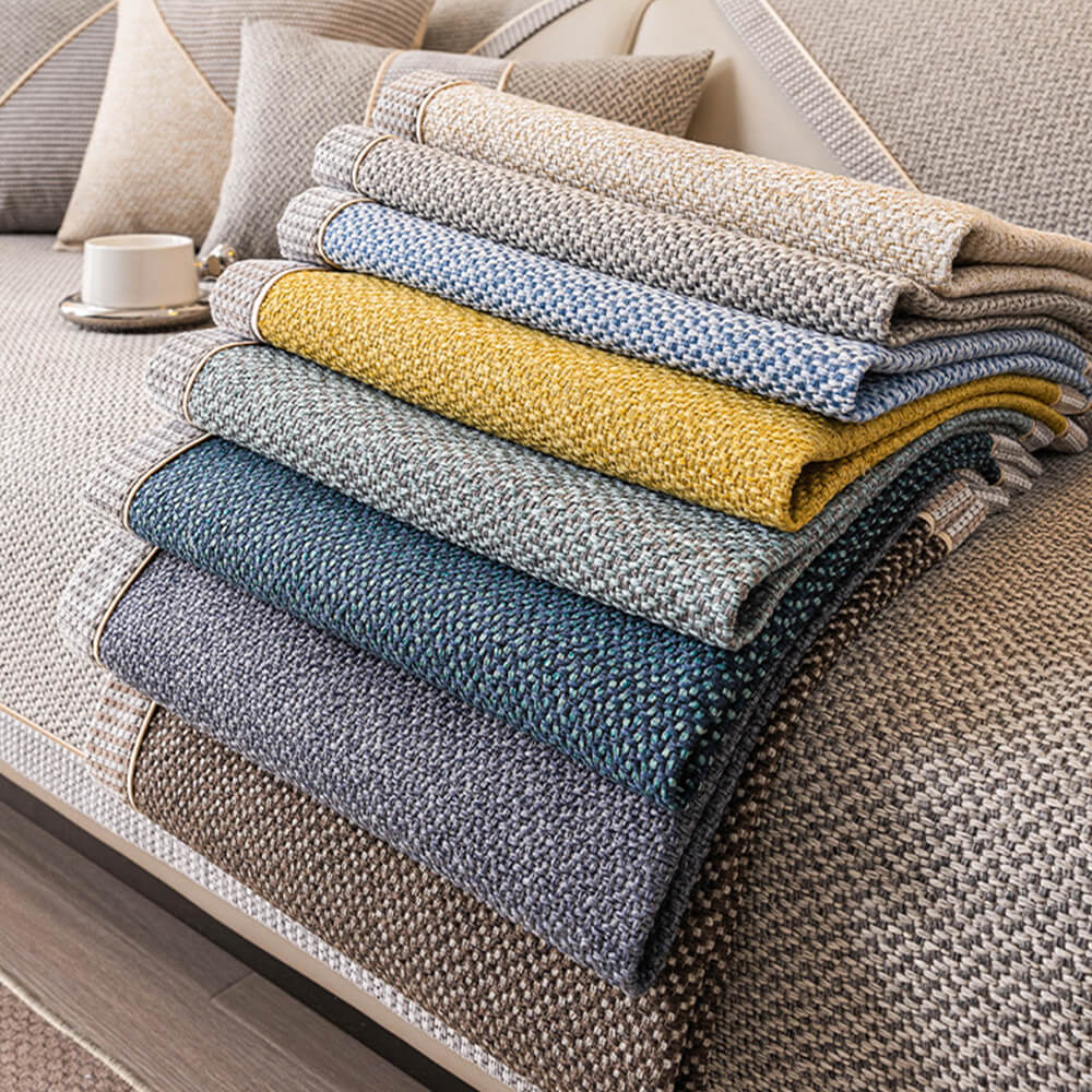 Breathable Woven Cotton Linen Non-Slip Corner Couch Cover