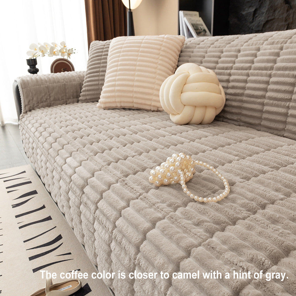 One-Piece Cozy Flannel Sofa Protection Non-Slip Corner Couch Cover
