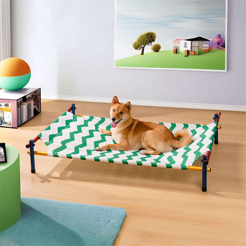 Vibrant Summer Print Style Aluminium Elevated Dog Bed - Summer Paradise