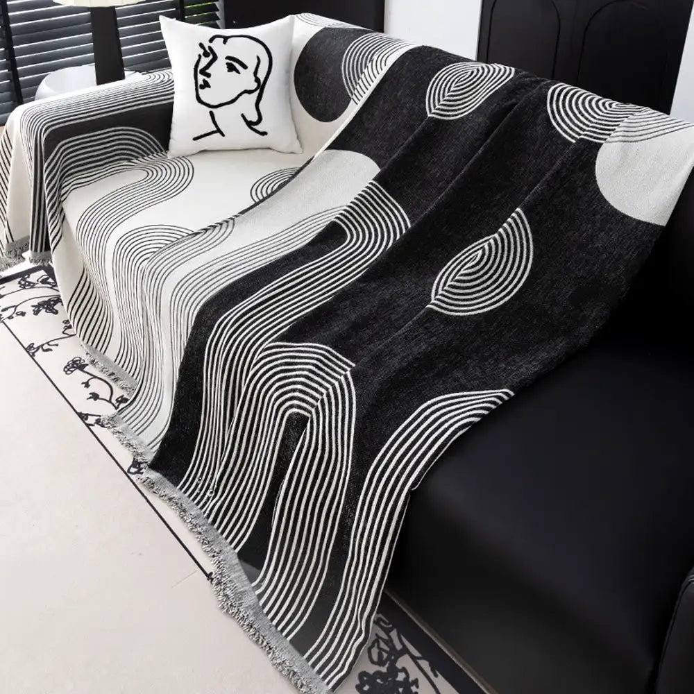 Geometric Striped Chenille Durable Sofa Protection Sofa Throw Blanket Sofa Cover Settee Cover