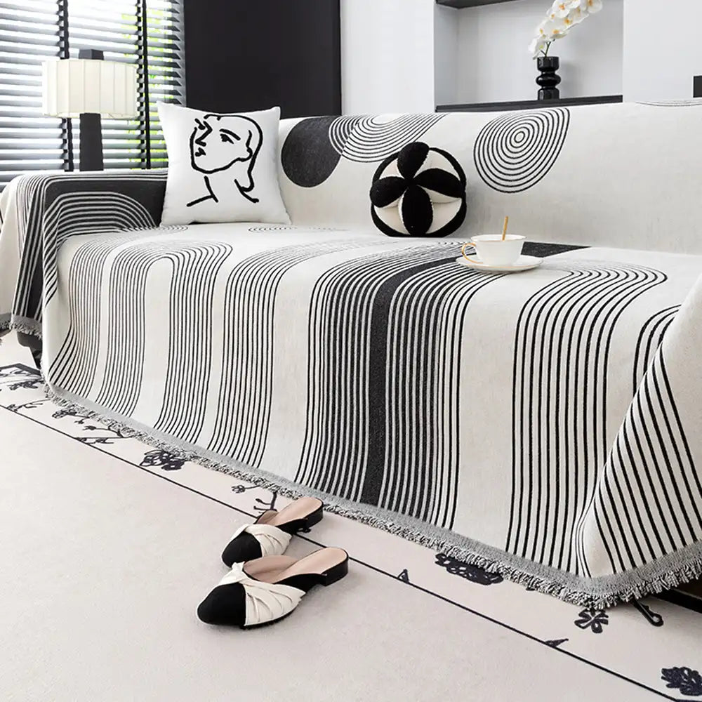 Geometric Striped Chenille Durable Sofa Protection Sofa Throw Blanket Sofa Cover Settee Cover