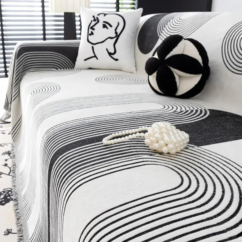 Geometric Striped Chenille Durable Sofa Protection Sofa Throw Blanket Sofa Cover Settee Cover