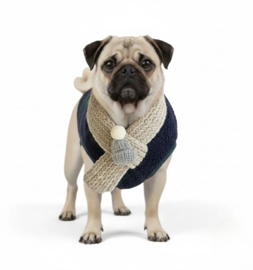 Plaid Winter Dog Jacket with Scarf – Festive and Cosy for the Holidays Dog Clothes